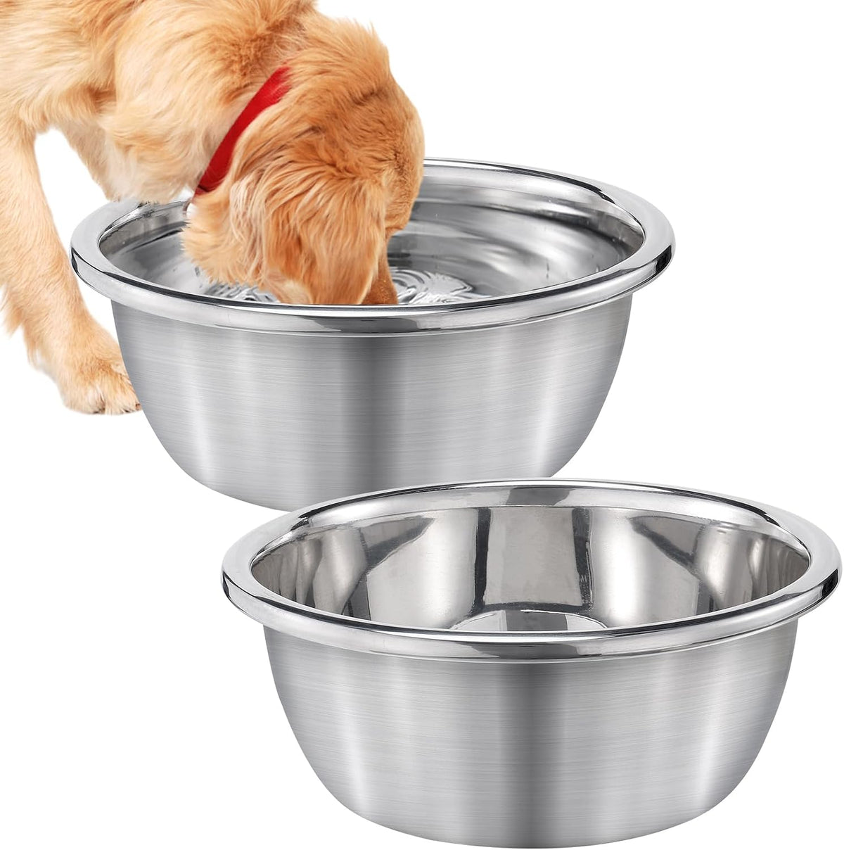 MEWTOGO 2Pcs 1.3 Gallons Food Grade Stainless Steel Large Dog Bowls