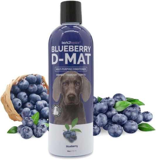 Bark2Basics Blueberry D-Mat Dog Conditioner 16 Oz, Detangler, 16:1