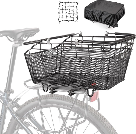 CXWXC Rear Bike Basket with Handle - Quick Release Bicycle Rear Basket