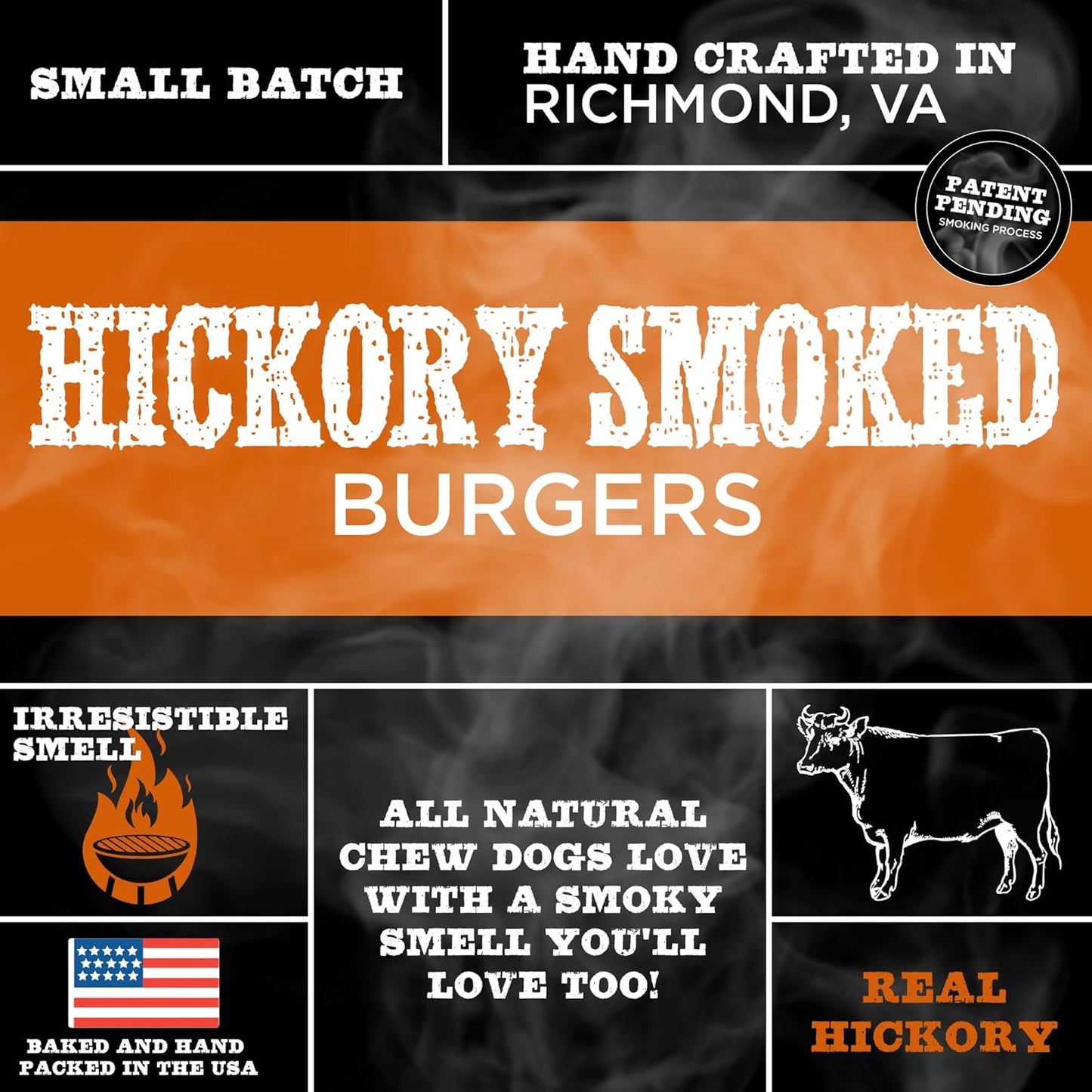 Premium Hickory Smoked Beef Burger Slider Treats - 1 Lb (Pack of 1) - 100% Natural Bully Sticks, No Additives, Bite-Sized, Easily Digestible
