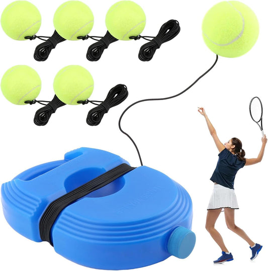 Tennis Trainer with Rebound Ball, Portable Self-Study Practice Kit Includes 6 Tennis Balls & 1 Base, Durable PE Plastic Design for Outdoor Backyard Court Training