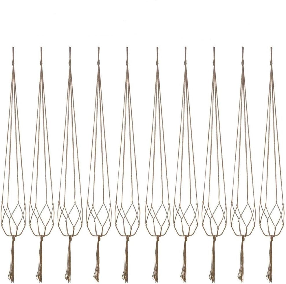 Plant Hanger, 10 Pieces 40'' Macrame Plant Hangers, Hanging Planters for Indoor Plants Pots, Plant Holder Basket Jute Rope Holder for Indoor Outdoor Garden Home Decorations (Natural)
