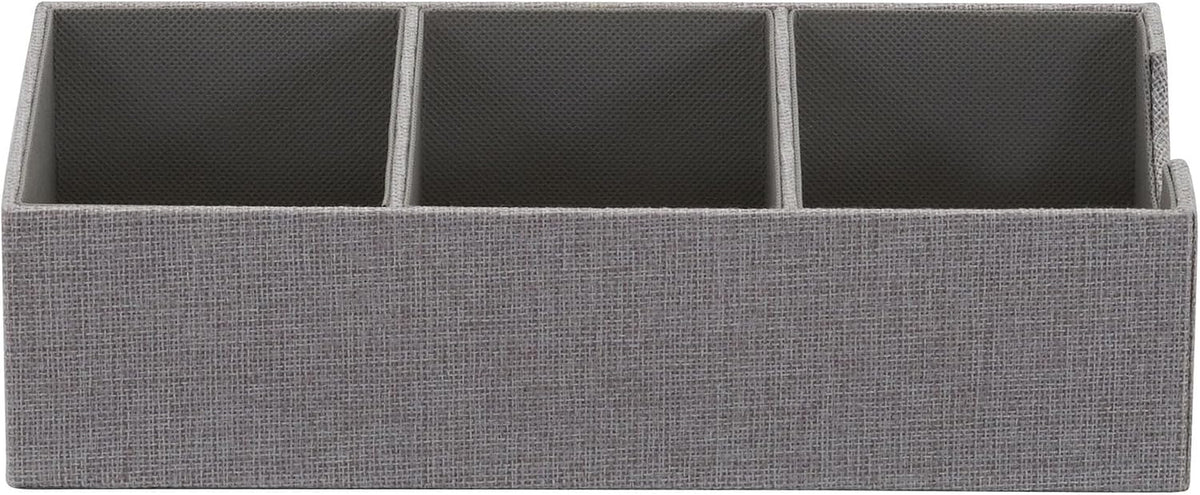Household Essentials Grey 727-1 Deep 3 Section Drawer Organizer Box for Storage | 12 in X 6.13 in X 3.13