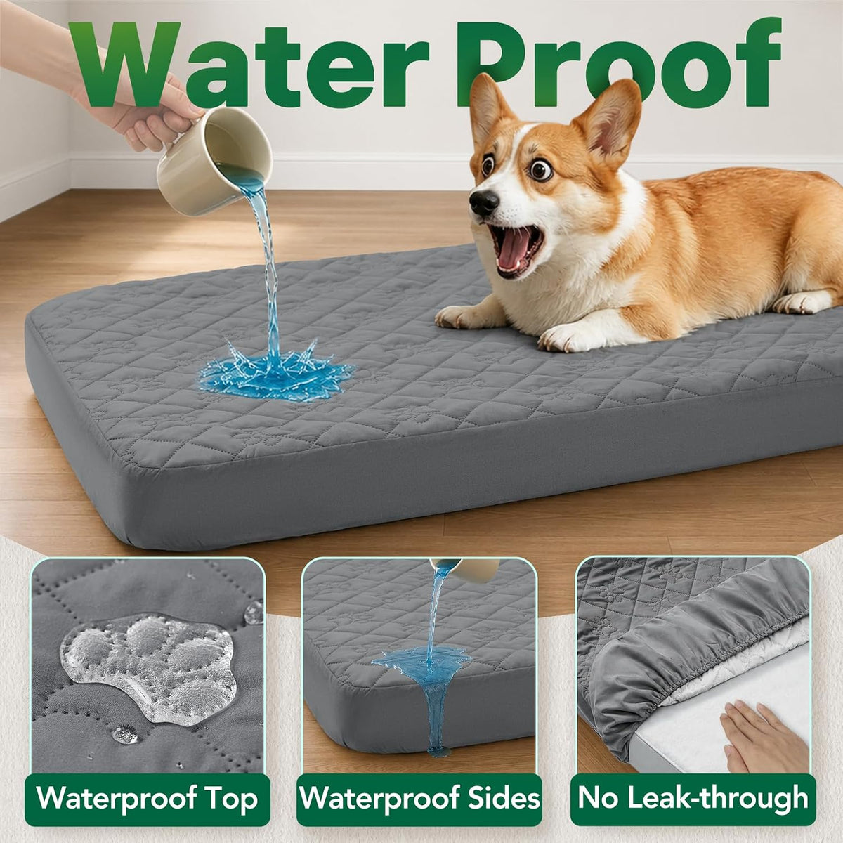 PAWFINITY XXL Waterproof Dog Bed Cover Replacement, Fitted Sheet Washable