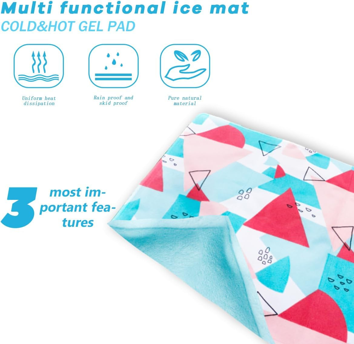 Pillow Cooling Pad Mat, Cold Pillow Injuries, Perfect for Night Sweats, Migraines, Fevers, Hot Flashes, Reusable (Geometric Patterns)
