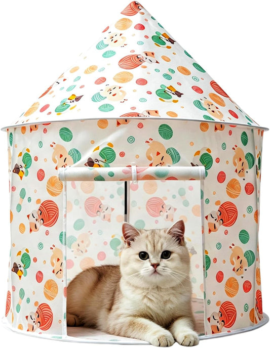 Cat Bad Pop up Collapsible Yurt Tent, Pet Rest Hut for Indoor