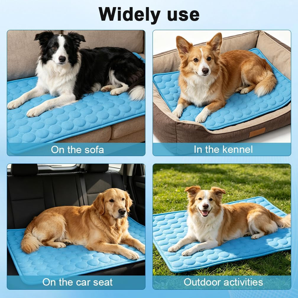 Dog Cooling Mat 2026 Upgraded Arc-Chill Cooling Dog Bed Mat, Washable Pet Cooling Pad (Q-Max>0.4) Cooling Mat for Dogs & Cats Indoor & Outdoor Car Seats (Blue, 28X22 In)