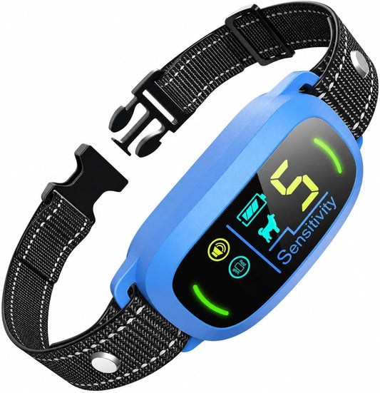 FAFAFROG Dog Bark Collar, Rechargeable Smart Collar, anti Barking Training Collar with 5 Adjustable Sensitivity Beep Vibration, Bark Collar for Large Medium Small Dogs (Blue)
