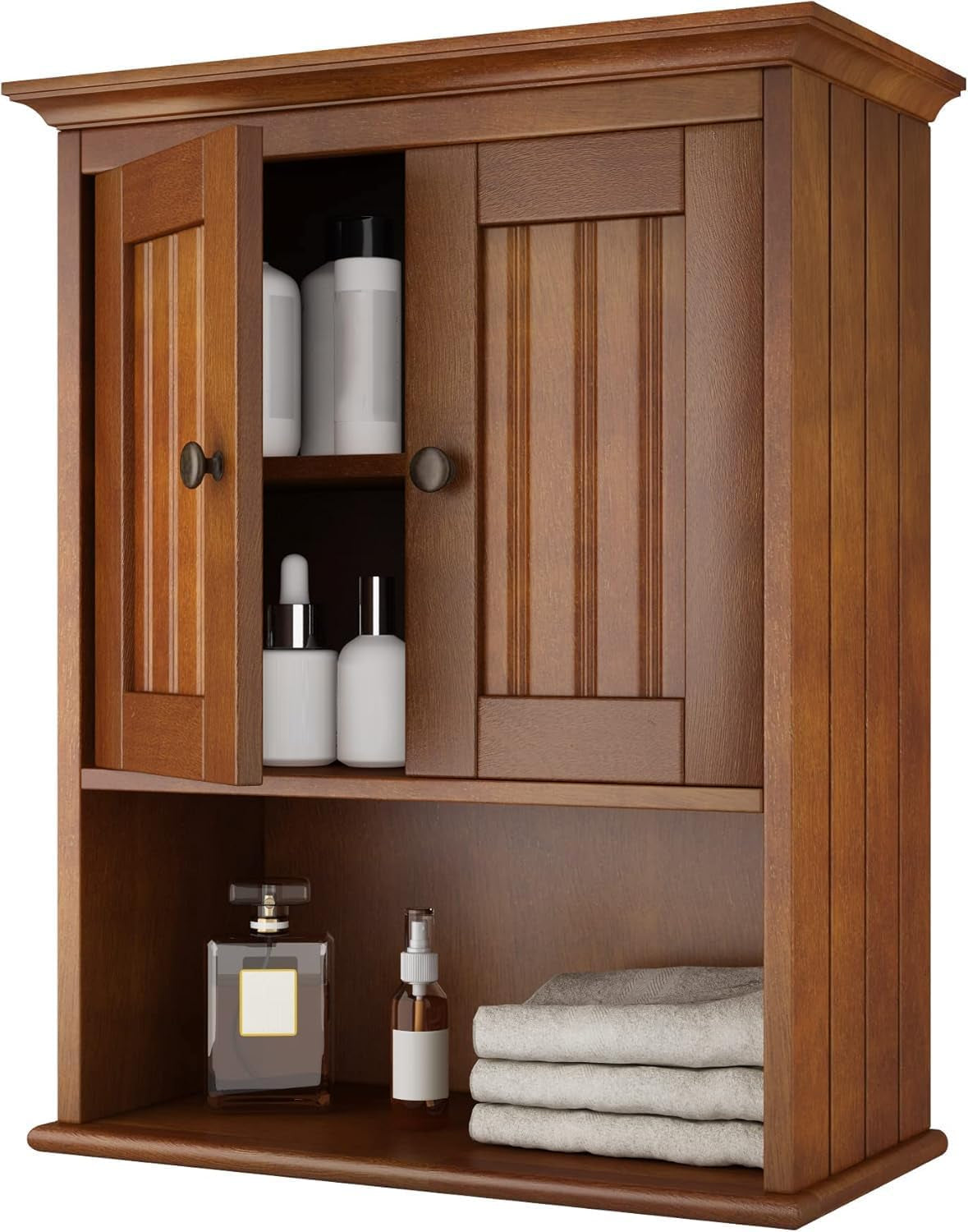 Wood Medicine Cabinet with Doors, Bathroom Wall Cabinet