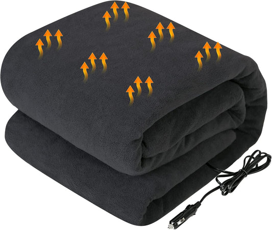 Westinghouse Heated Car Blanket, Charcoal, 59" X 43”