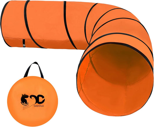 10FT Orange Dog Agility Tunnel - Tear-Resistant Oxford Cloth Training Tunnel for All Breeds, Indoor/Outdoor Use with 4 Stakes & Carry Bag(Orange)