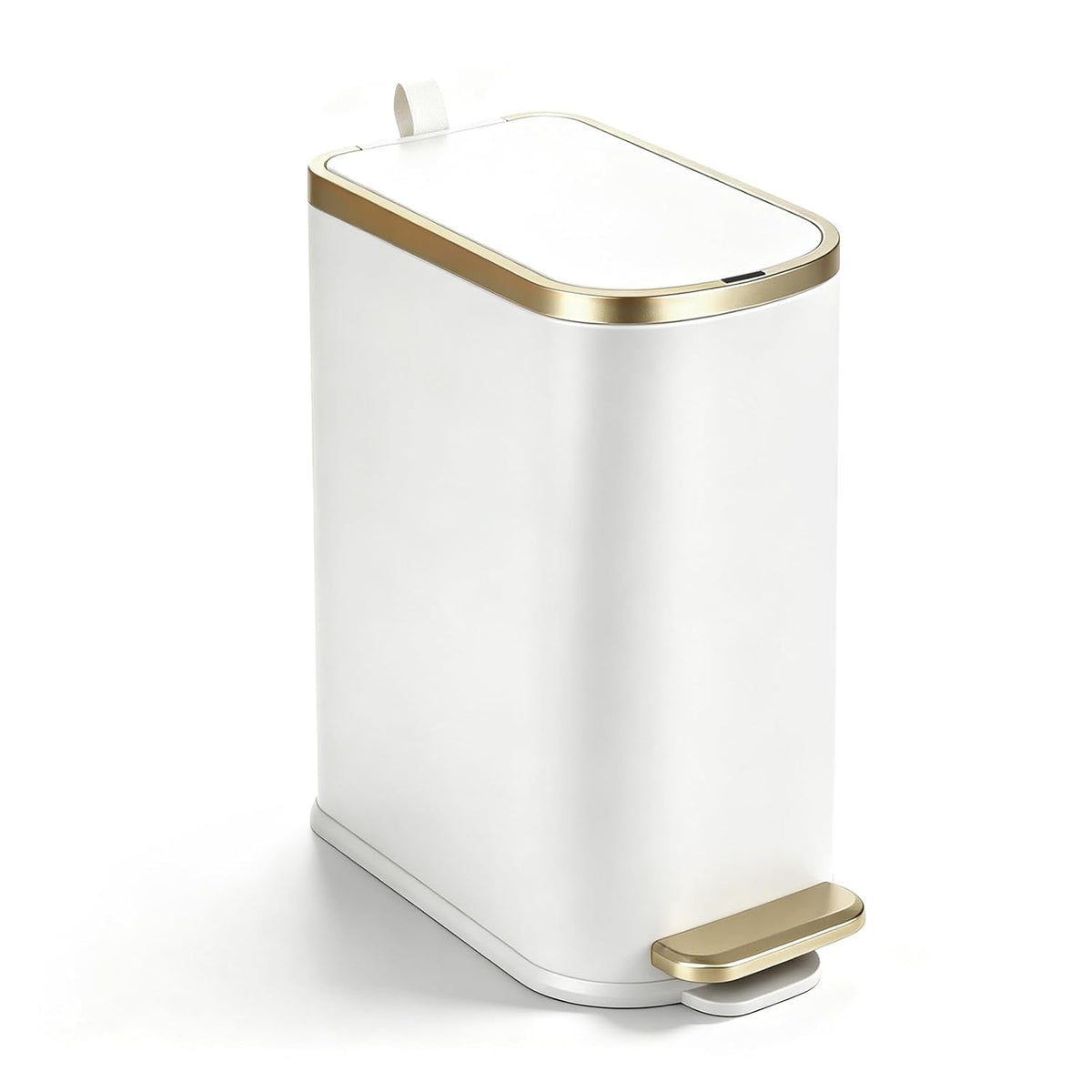 SYNCVIBE Bathroom Trash Can with Lid 3.2 Gallon, Soft Close, White Gold