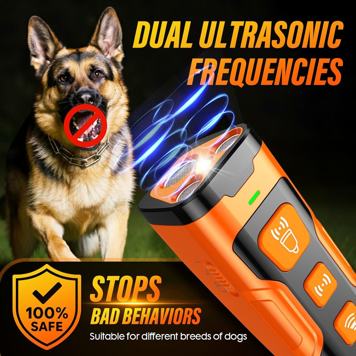 YUYQA Dog Bark Deterrent Device, 3X Ultrasonic anti Barking, 6 Training Modes 23 FT Range Barks No More Indoors Outdoors Behavior Correct Safe & Humane Rechargeable Compact Bark Control for Dogs