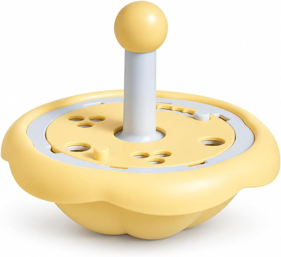 Interactive Cat Treat Dispenser Toy, Spin Puzzle Feeder Toy for Indoor Cats, Mental Stimulation Enrichment Toy, Slow Feeder to Relieve Boredom for Kitten Adult Cats（Yellow）