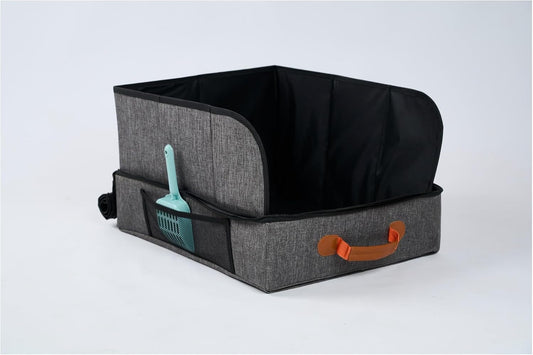 Mr. Peanut'S Portable Foldable Travel Cat Litter Box – Waterproof Collapsible Litter Box with Scoop Pocket for Road Trips, Hotels, Rvs & Home