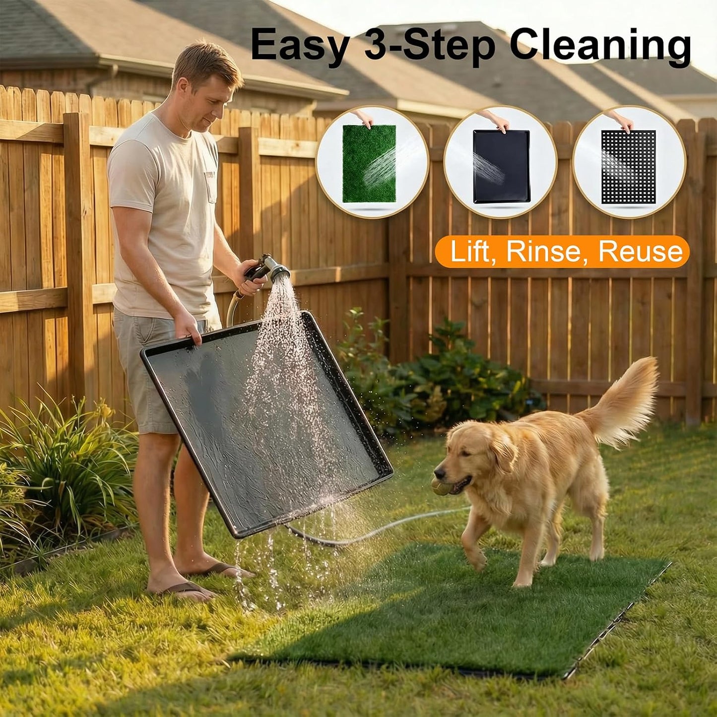 Dog Grass Pad with Tray 35"X23" Large Dog Litter Box, Artificial Grass for Dogs Potty with 3 Disposable Mats & EVA Base, Reusable Indoor Dog Potty Training for Apartment Balcony (Green, Large)