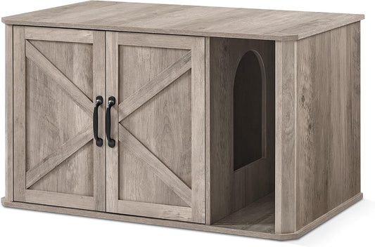 Feandrea Double Cat Litter Box Enclosure for 2 Cats, Front Entry