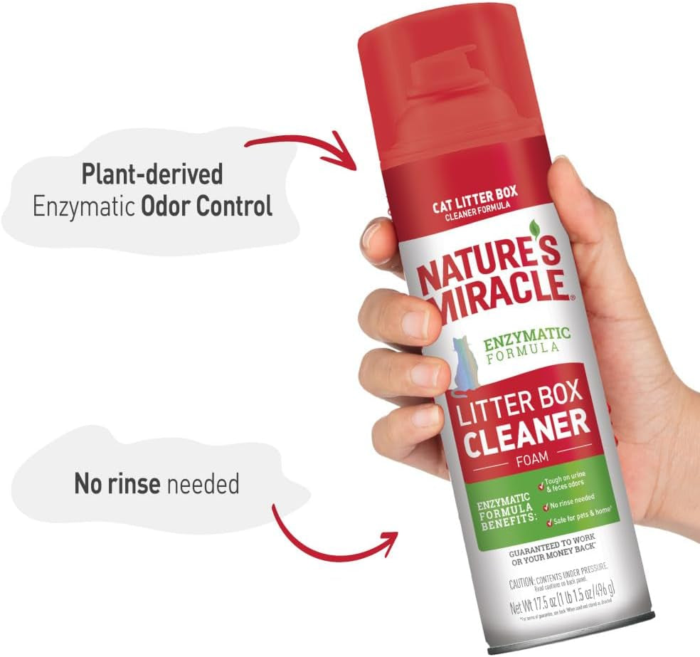 Nature’S Miracle Foam Litter Box Cleaner, Tough on Cat Urine Odors, Enzymatic Formula, 17.5 Oz