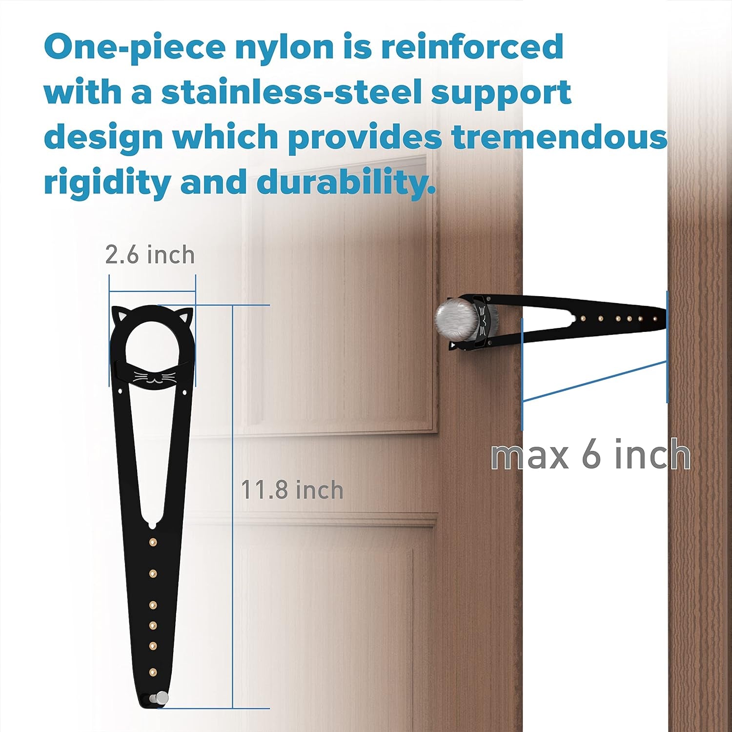 Neobay Cat Door Latch with Stabilizer, 7 Sizes Adjustable Cat Door Holder Latch, Keeps Dog Out of Litter Box, No-Drill Alternative to Pet Gates & Interior Cat Door, Black, 2 Packs