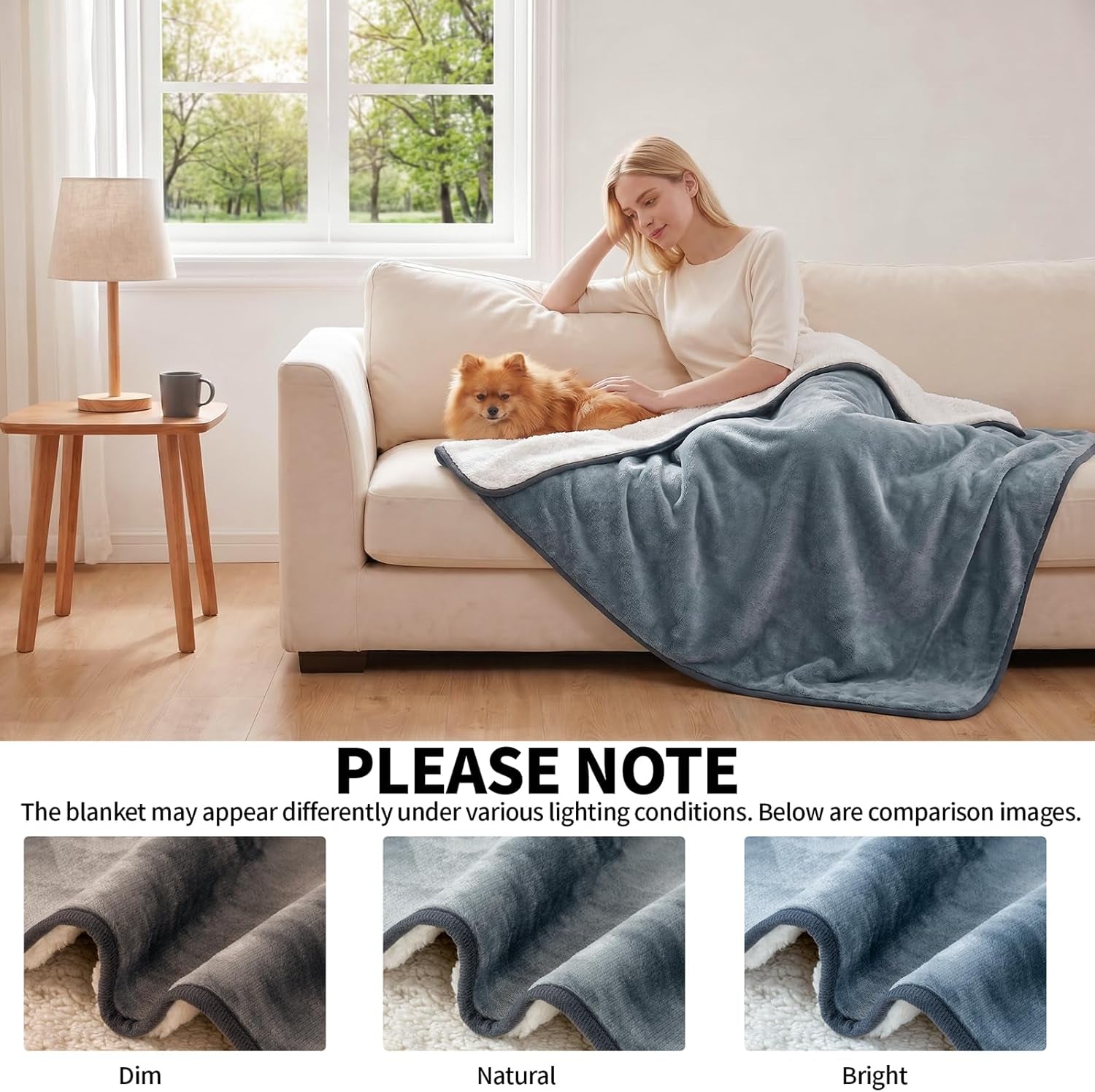 Sunheir Waterproof Blanket for Bed, Reversible Sherpa Fleece Dog Pet Blanket, Leakproof Spill-Proof Puppy Blankets for Small Dogs, Couch, Furniture Protector, Travel, Camping, 25"X35", Grey