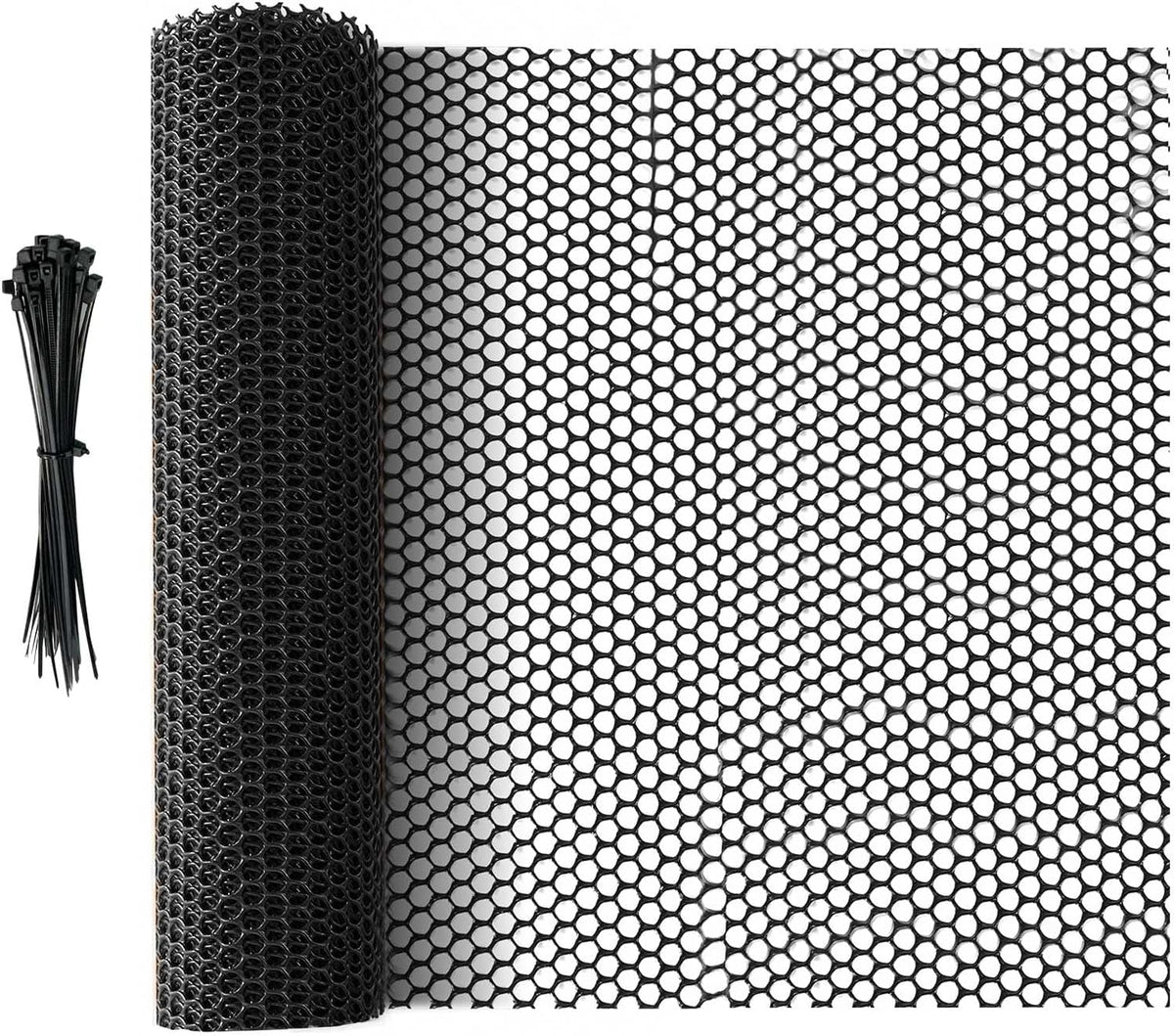 16.4 FT X 15.7 in Roll Mesh Fence, Versatile Black Plastic Fencing & Netting, Cuttable Animal Wire Mesh Fence, Durable Tree Trunk Protector, Suitable for Cat Dog Rabbit Barrier and Plant Protectors