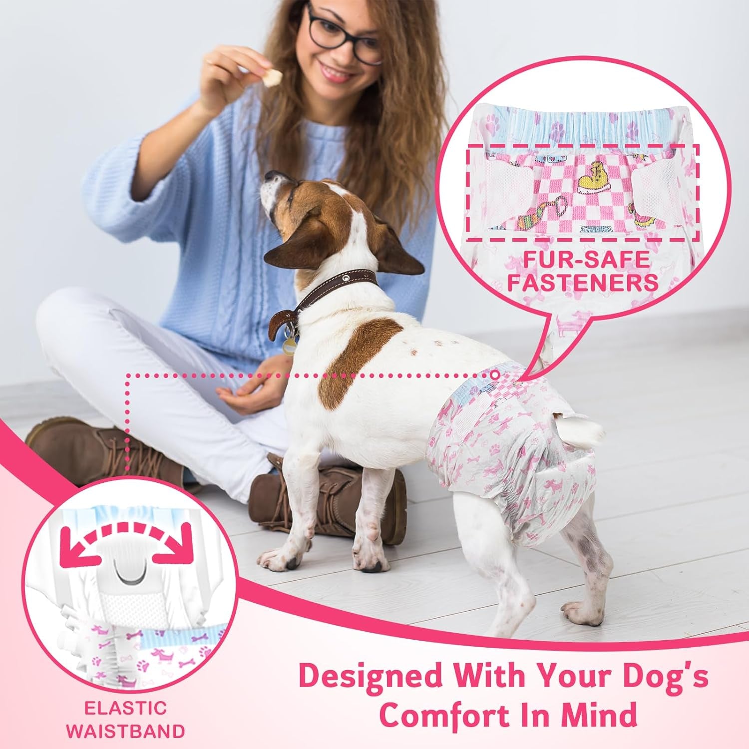 Dono Disposable Pet Diapers for Female Dogs Super Absorbent Soft Heating and Pee Puppy Diapers Female Liners, Including 20Pcs XXS Diapers for Dogs and Cats