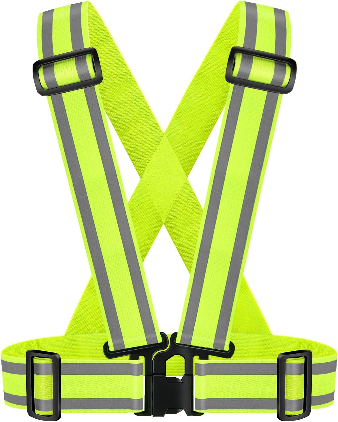 High Visibility Straps |Safety Vest |Adjustable & Elastic | Reflective Running Gear for Jogging,Walking,Cycling,Construction Workers,Motorcycle,Men,Women (1, XXL-YELLOW)