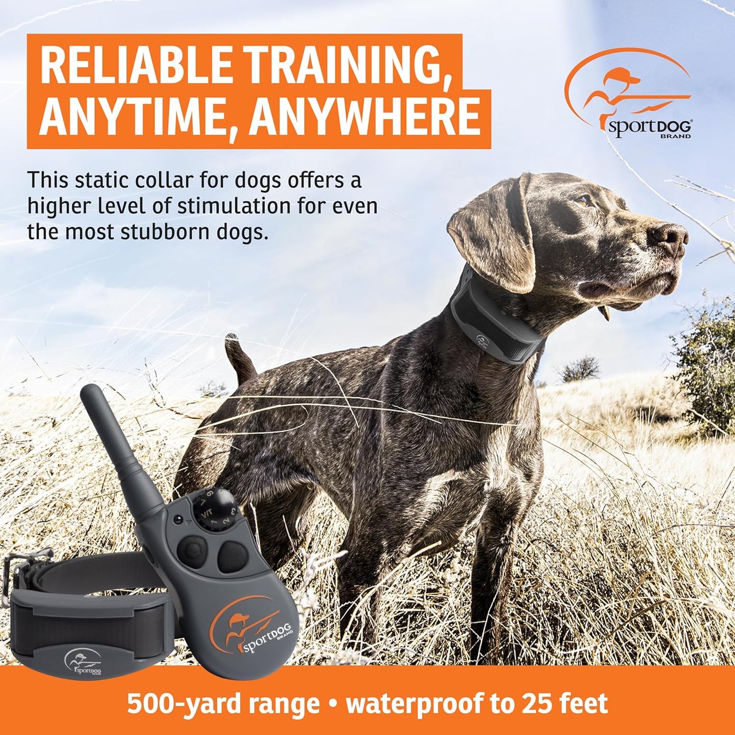 Sportdog Fieldtrainer 425XS - Remote Trainer Designed for Off-Leash Control & Training - for Stubborn Dogs - 500-Yard Range - Waterproof - Quick-Charge Collar - Static, Tone, & Vibration