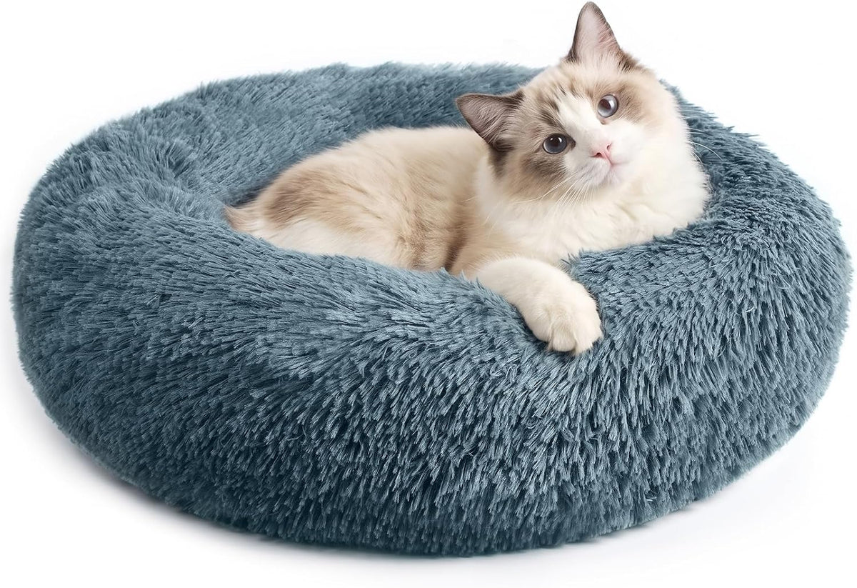 Cat Beds for Indoor Cats & Small Dog, Plush Donut Washable Pet Bed