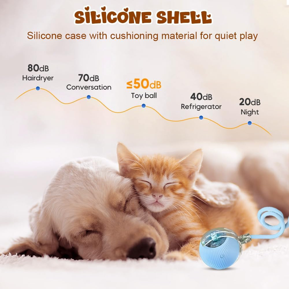 Interactive Cat Toy Ball, 2026 New Interactive Dog Toy, Automatic Moving Dog Ball, Portable Dog Ball Toys with Rope Handle for Indoor Floors, Smart Rolling Ball for Puppies for Small Dogs (Red)