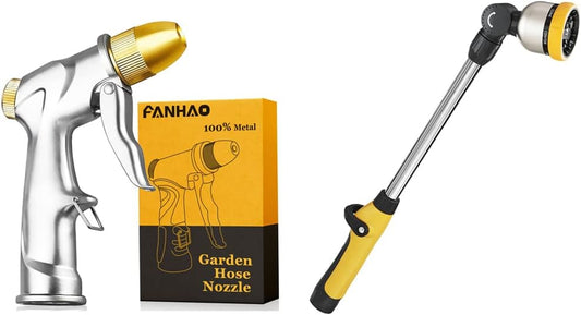 FANHAO Upgrade Garden Hose Nozzle +Metal Garden Watering Wand