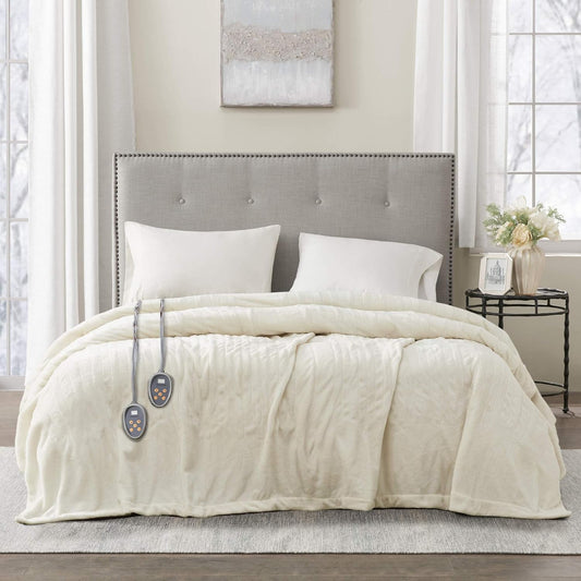 Beautyrest Heated Blanket Queen Size, Fast Heating Electric Blanket, Ivory