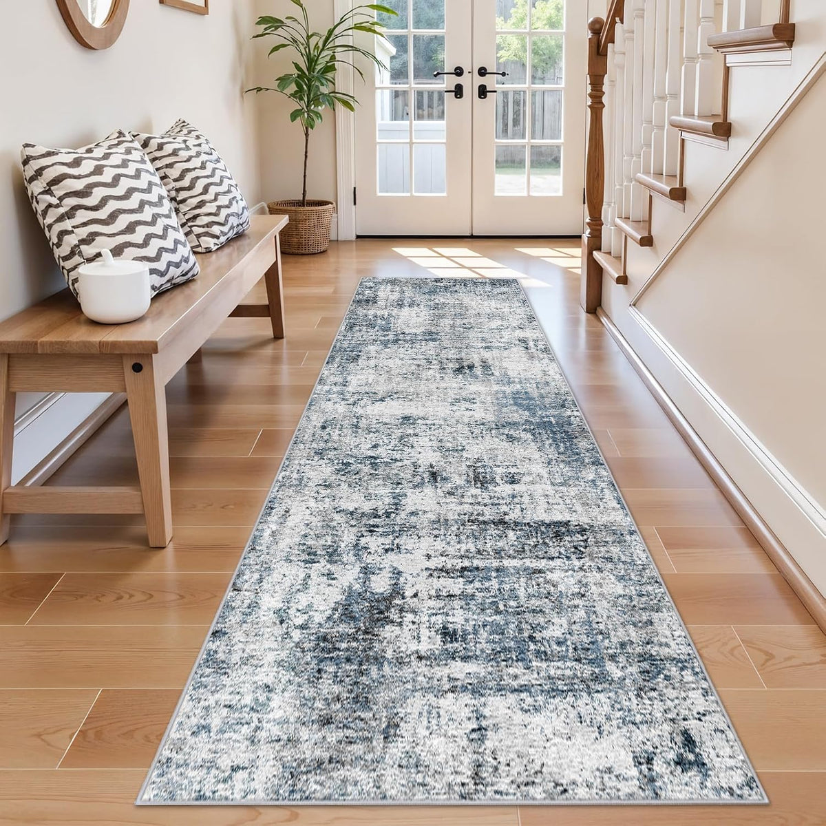 Washable 2X8 Runner Rug: Modern Abstract Carpet Runners for Hallway