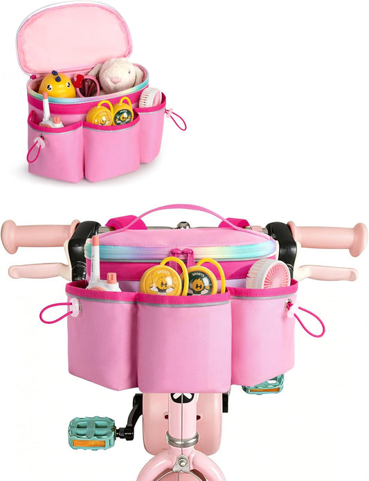 Marscamd Kids Front Bike Basket with Exterior Pockets, Bicycle Basket