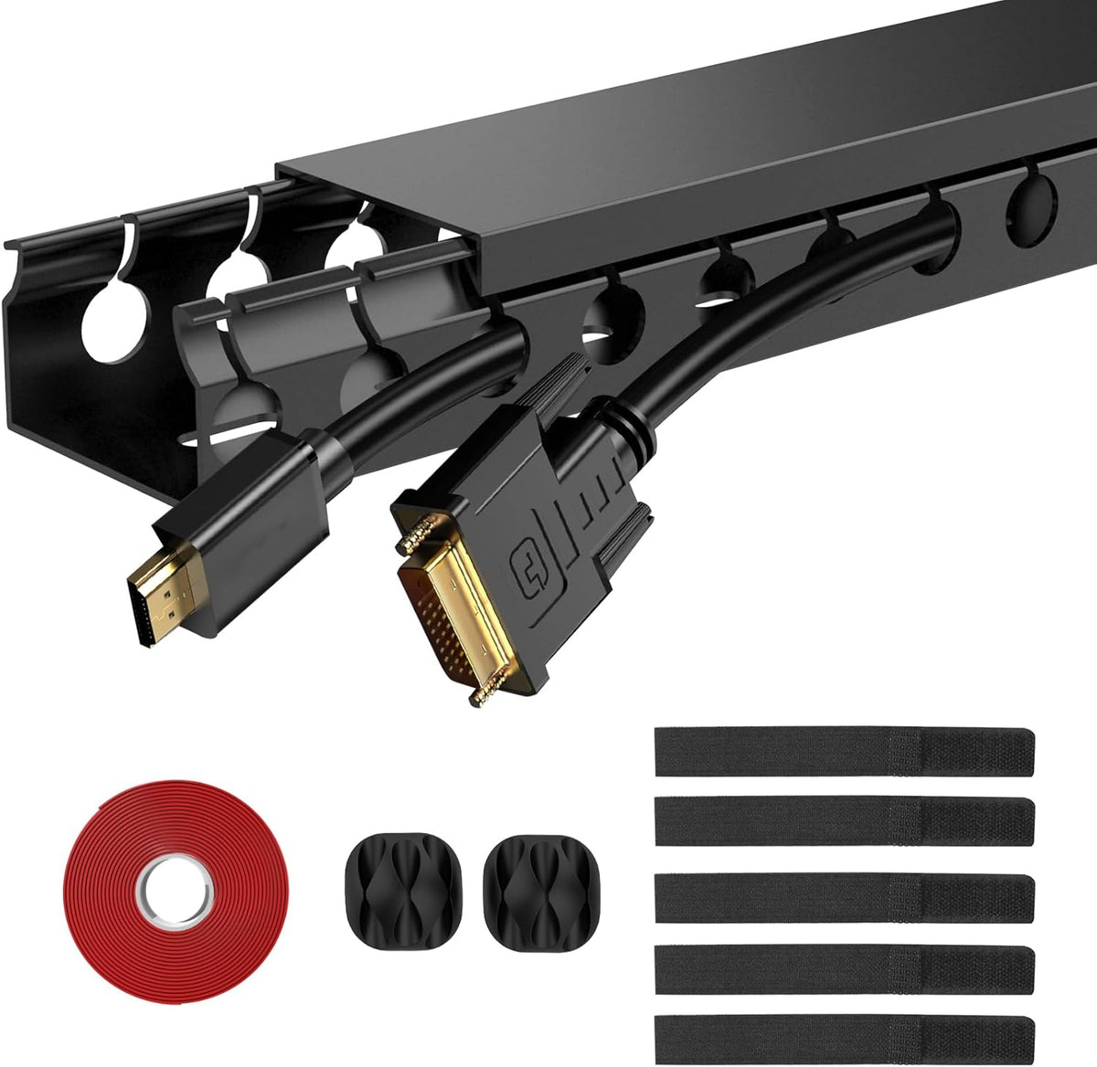 ENONCI Cable Raceway 77In Wire Covers under Desk Cable Management 5-Pack