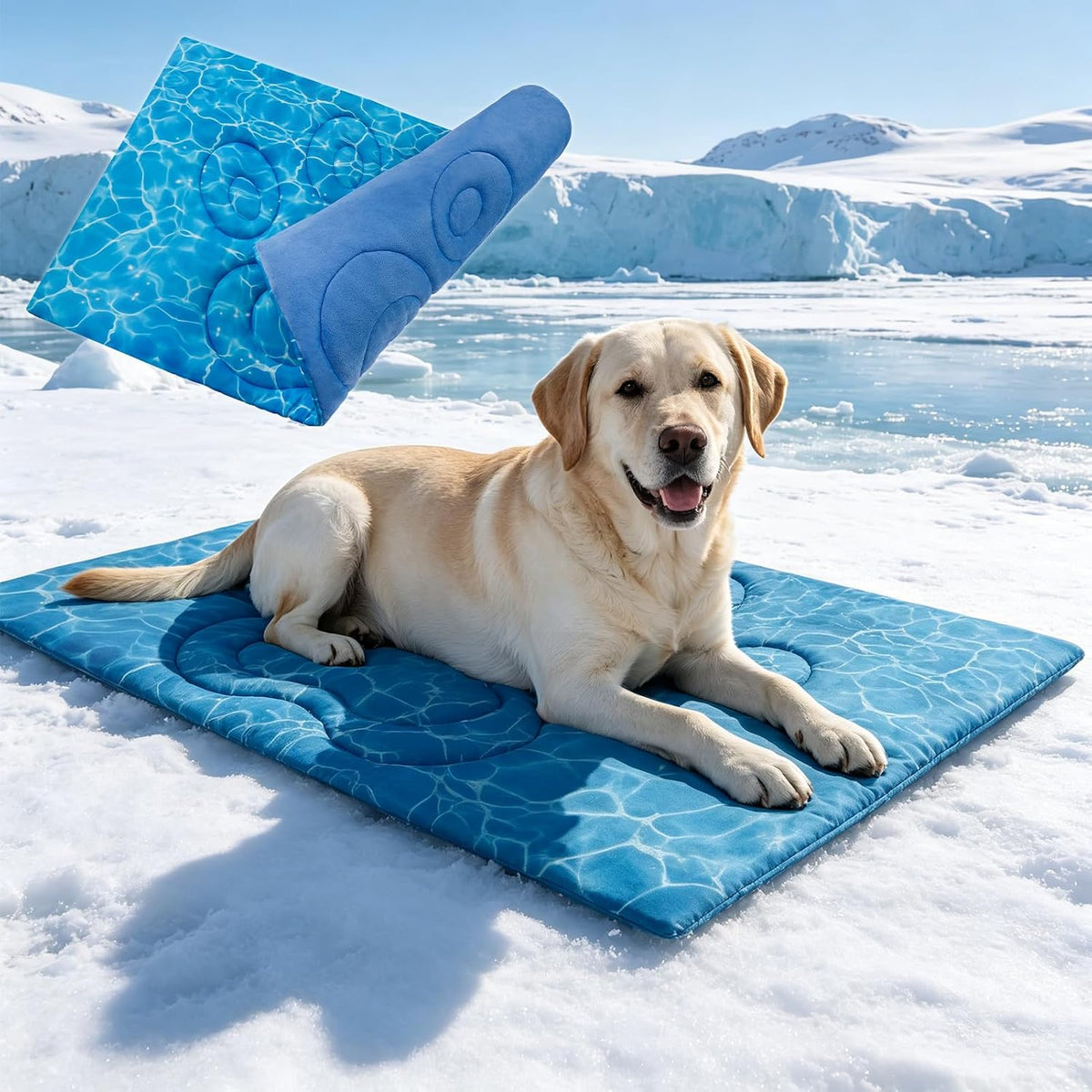 EXPAWLORER Dog Cooling Mat, Double-Sided Foldable Dog Bed for Dogs Cats Large Kitten, Pet Self Cooling Kennel for Summer, Blue Pad Coolings Dog Blanket for Crate Car Both Indoorand Outdoor Washable