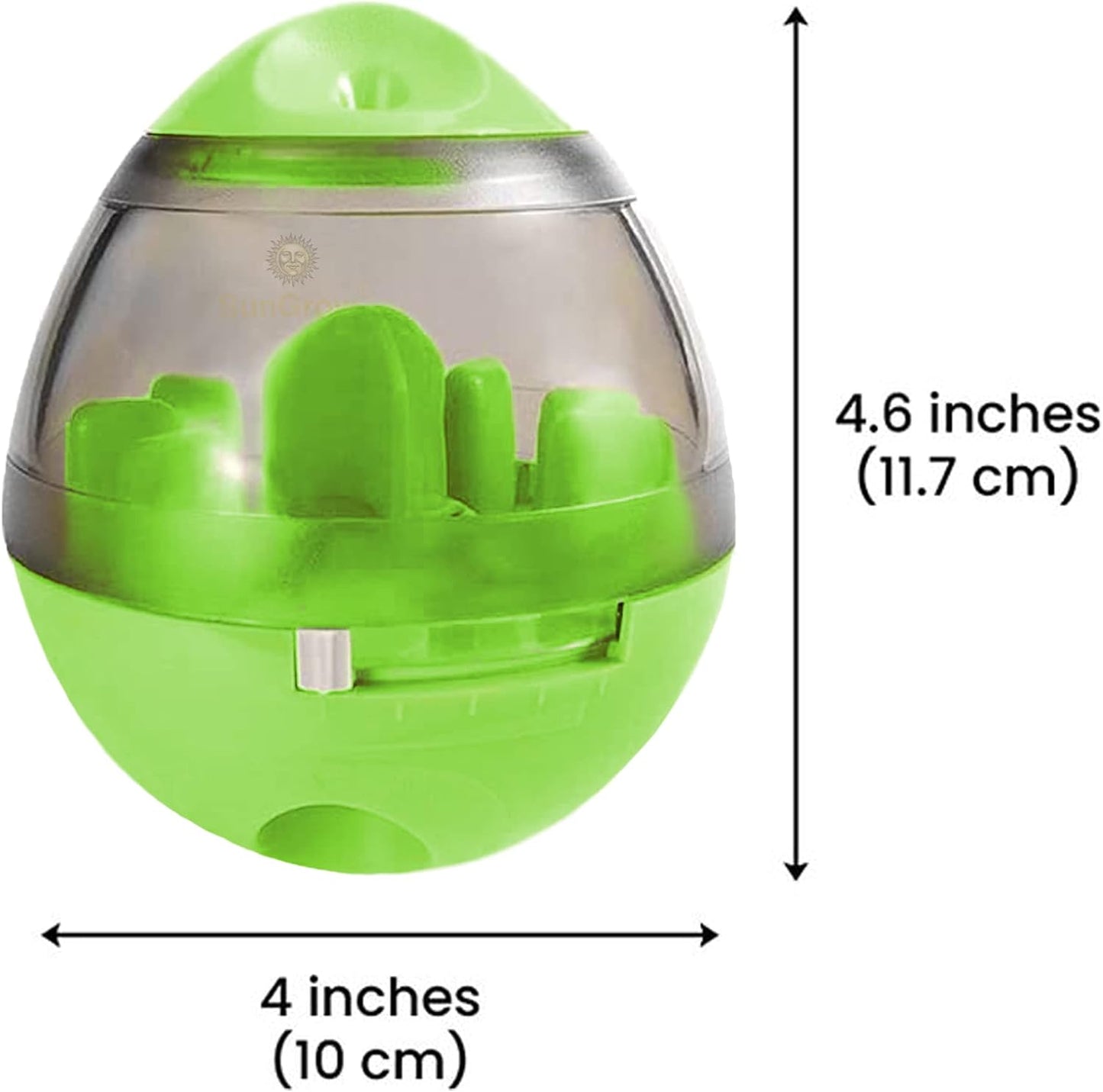 Sungrow Puppy, Small Dog Breeds, and Cat Treat Ball, Slow Pet Feeder, Boredom Buster, Adjustable Food Dispenser, Ends Naughty Chewing and Bloat, Encourages Exercise, Interactive Puzzle Feeder, 4.6”