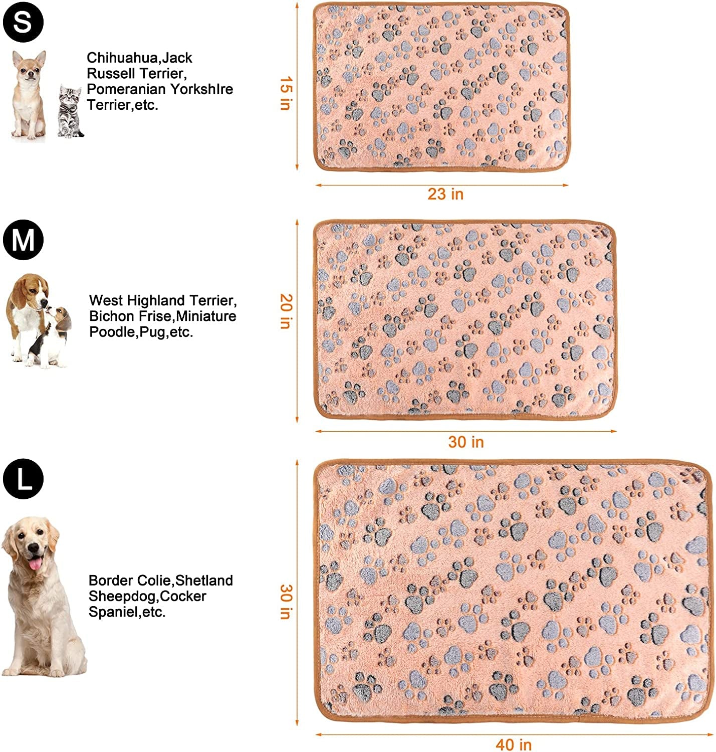 MIWOPET 3 Pack Cat and Dog Blanket Soft & Warm Fleece Flannel Sleep Mat, Great Pet Throw for Puppy, Kitten,Cats,Small Dogs (Small 23" X 15")