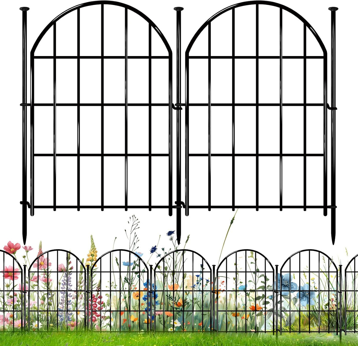 17In X 28Ft Decorative Garden Fence, 26 Panels Rustproof Metal No Dig Fence, Garden Flower Bed Edging Border, Animal Barrier with Ground Stakes for Dog, Rabbit, Outdoor Yard Patio Decor