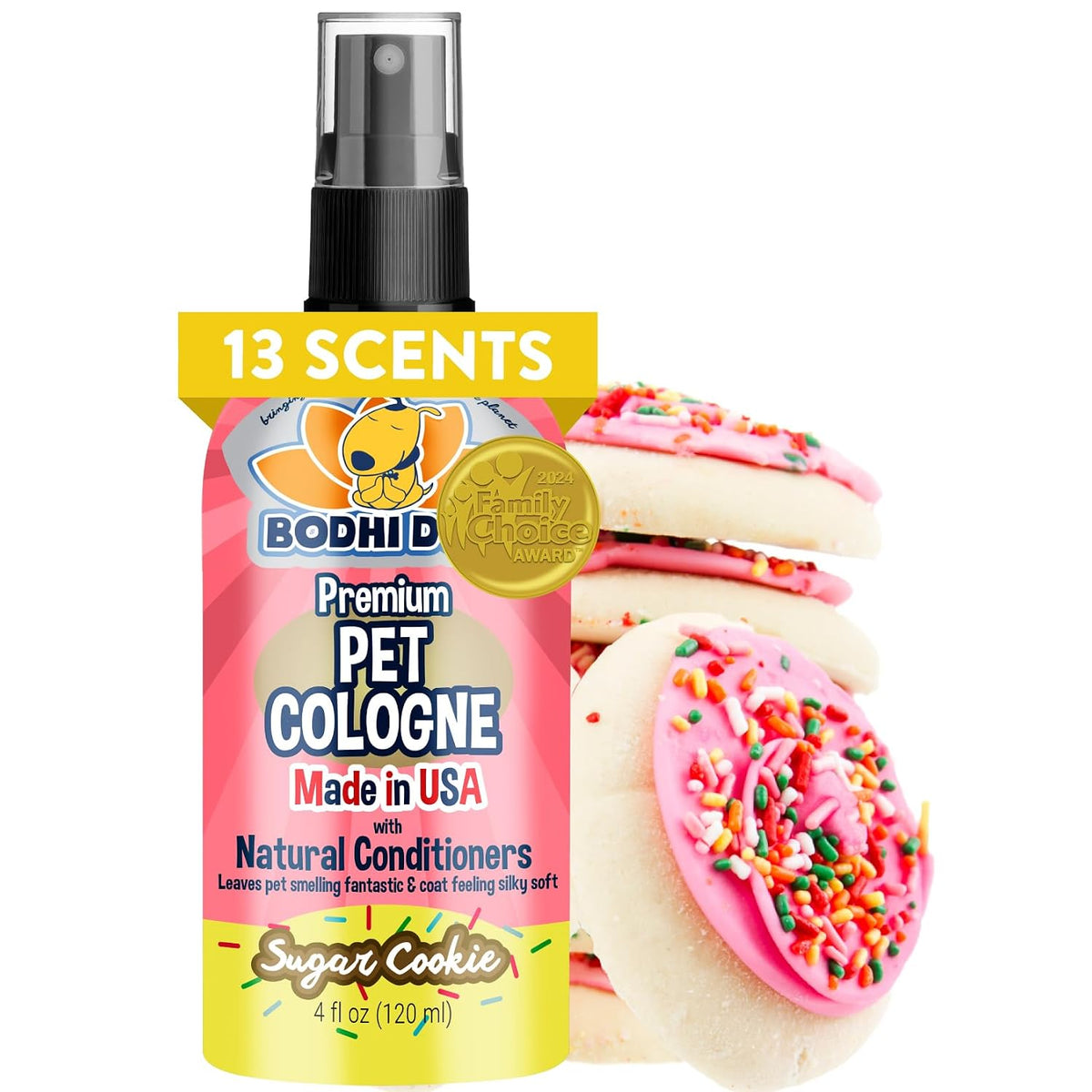 Bodhi Dog Premium Dog Cologne - Deodorizing Dog Perfume & Conditioner for Dogs & Cats - Natural Long Lasting Spray - Keeps Pets Fresh All Day - Gentle, Safe Formula, Made in USA (Sugar Cookie 4 Fl Oz)