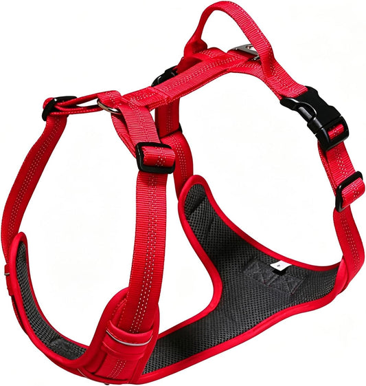 No Pull Dog Harness Reflective Adjustable Vest, Red, L