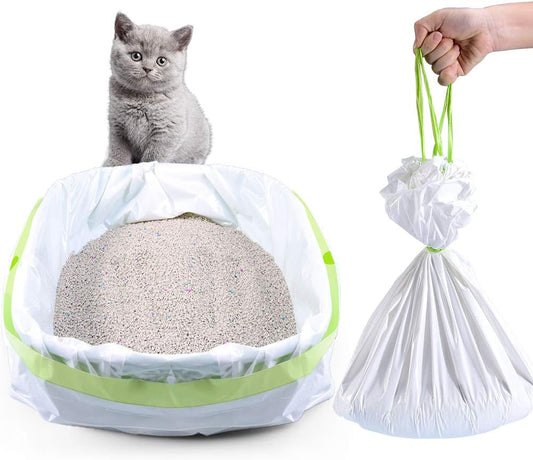 Cat Litter Liners Large, Jumbo Drawstring Extra Durable Pet Cat Pan Liners Extra-Thick Kitty Litter Box Bag-24 Count 36" X 18"