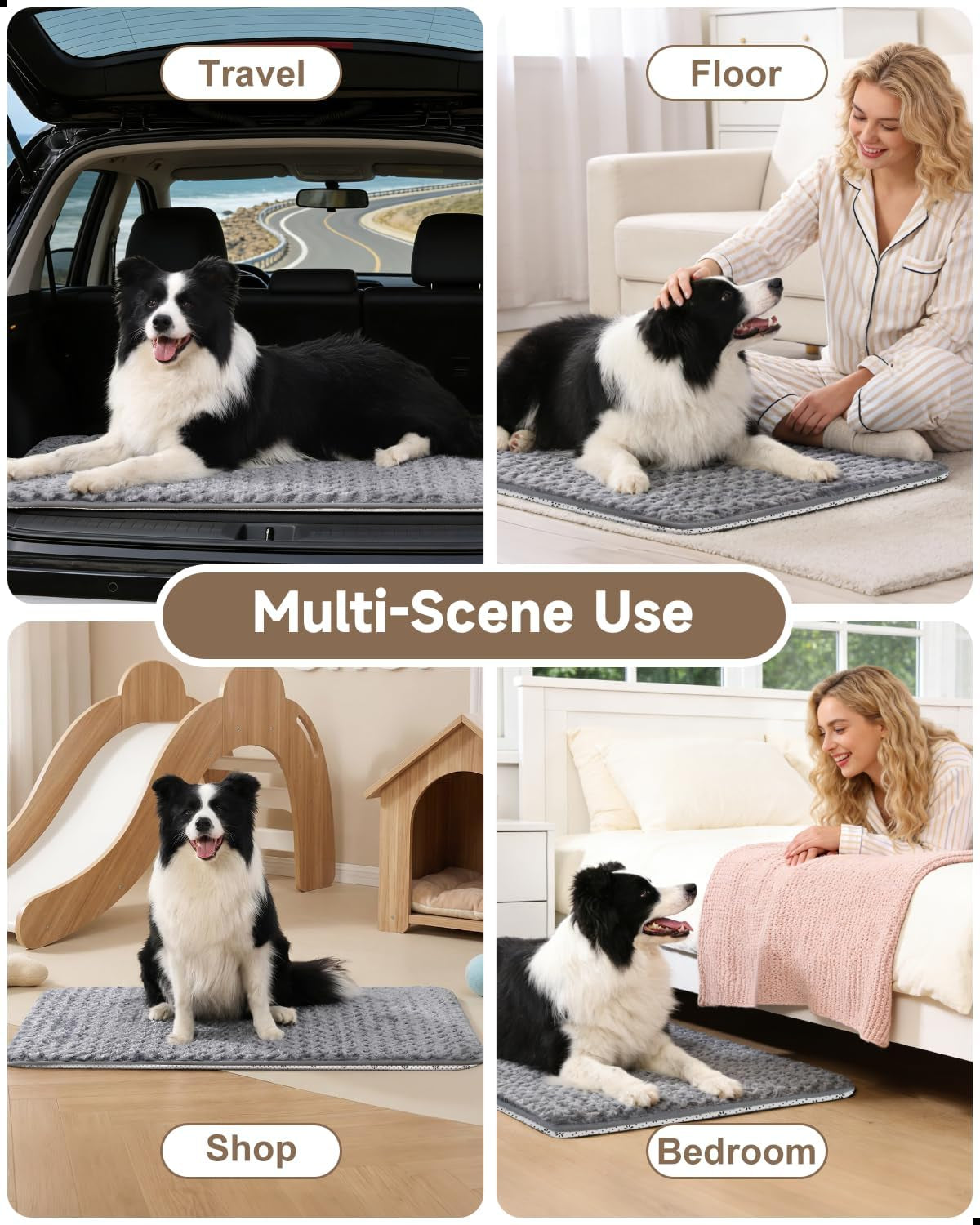 Dog Bed for Crate High Resilience Foam Crate Pad Mat for Medium Large Dogs Washable Anti-Slip,35" X 22",Dark Gray