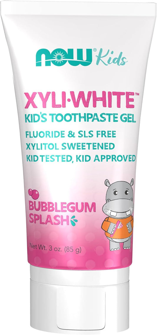 NOW Foods Solutions, Xyliwhite™ Toothpaste Gel for Kids, Bubblegum Splash Flavor, Kid Approved! 3-Ounce, Packaging May Vary