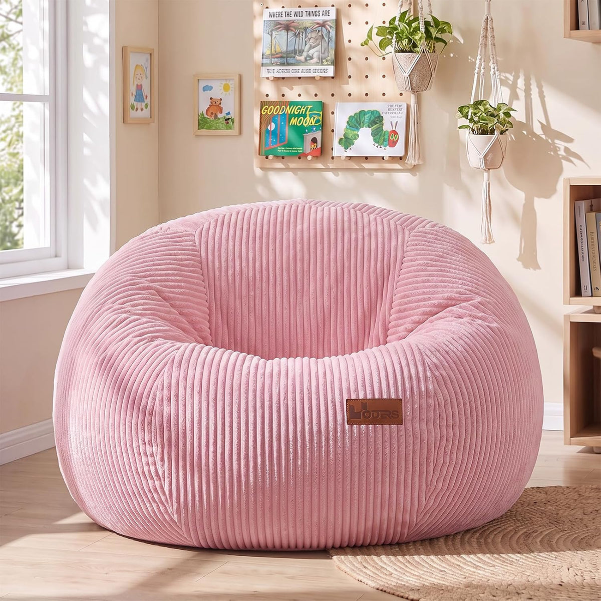 Bean Bag Chair for Adults Teens & Kids, Giant round Bean Bag(S-Pink)