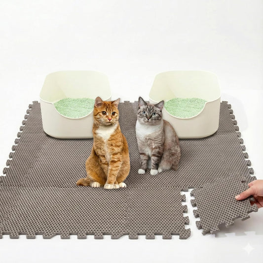 Mewtopia No-Gap Puzzle Cat Litter Box Mat – Seamless, Limitless Expandable, Extra Large(41.3"X21.6") Litter Trapping Mat, Urine & Waterproof, Detachable, Easy to Rinse, Vacuum.