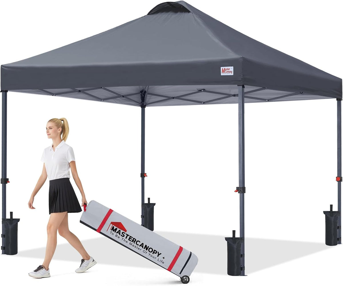 MASTERCANOPY 10X10 Durable Pop up Canopy Tent with Roller Bag, Dark Grey