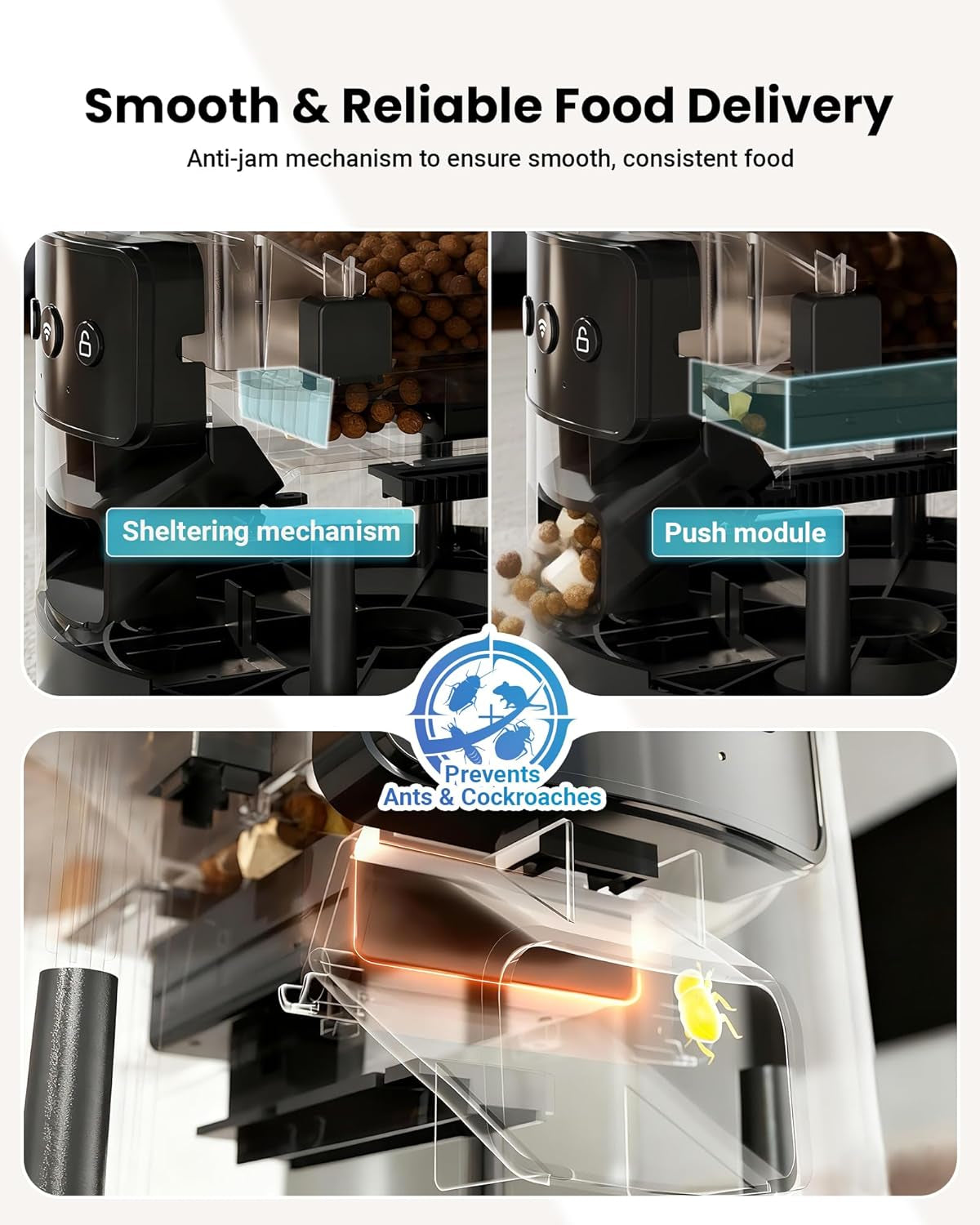 Automatic Cat Feeder for 3 Cats, 6L/25 Cup Cat Food Dispenser with Strong Anti-Jam System, Dual-Effect Desiccant, Smart Wifi App Control Pet Feeder, Automatic Dog Feeder with 10S Recorder