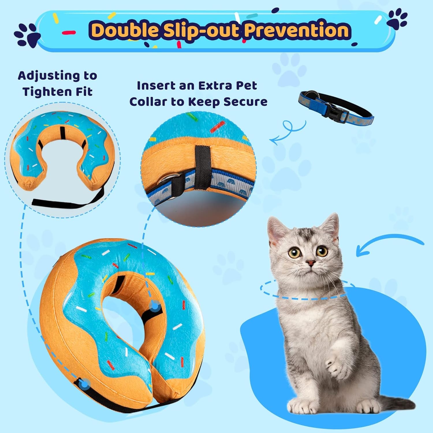 Grand Line Donut Inflatable Collar for Dogs and Cats, Soft Recovery Dog Cone after Surgery, Protective Pet Neck Cone for Small, Medium, Large Dogs, Not Block Vision (Blue, S)