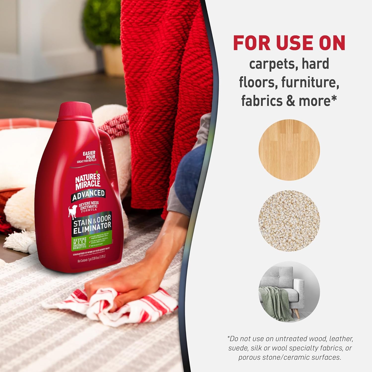 Nature’S Miracle Advanced Stain and Odor Eliminator for Dogs, 1 Gallon, Fresh Scent, Severe Mess Enzymatic Formula for Tough Pet Messes